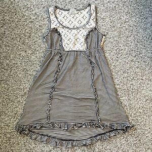 Eyelash Couture Babydoll Tunic Dress Size S Lace Ruffle Striped Sleeveless Y2K